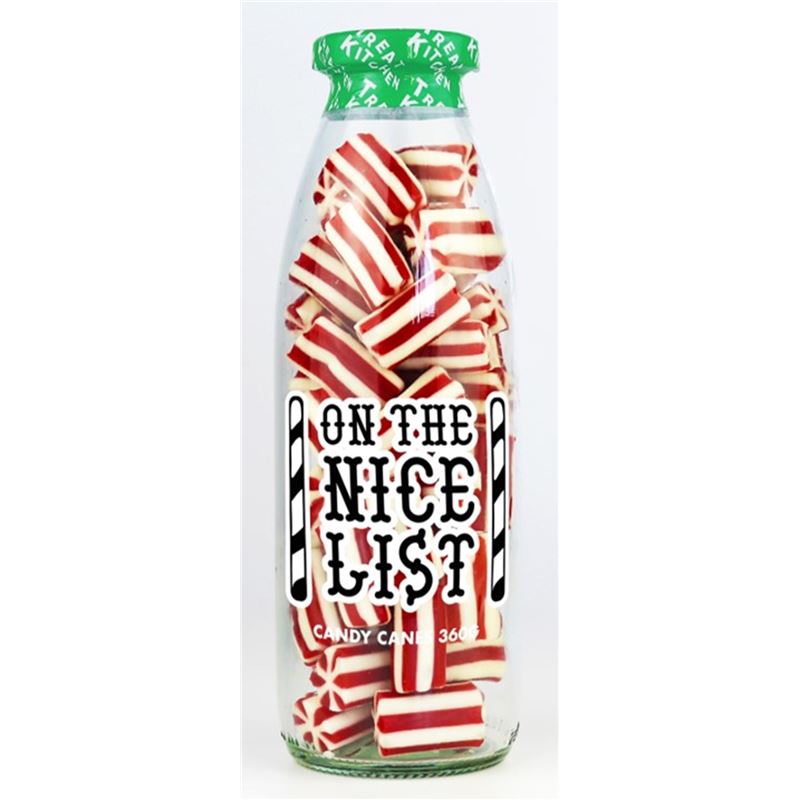 Treat Kitchen – Christmas Message in a Bottle Nice List Candy Canes 360g