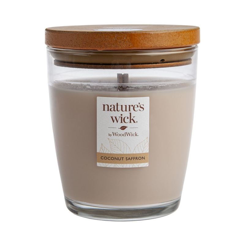 Nature’s Wick by Woodwick – Cocount Saffron Scented Candle in Jar (Made in the U.S.A)