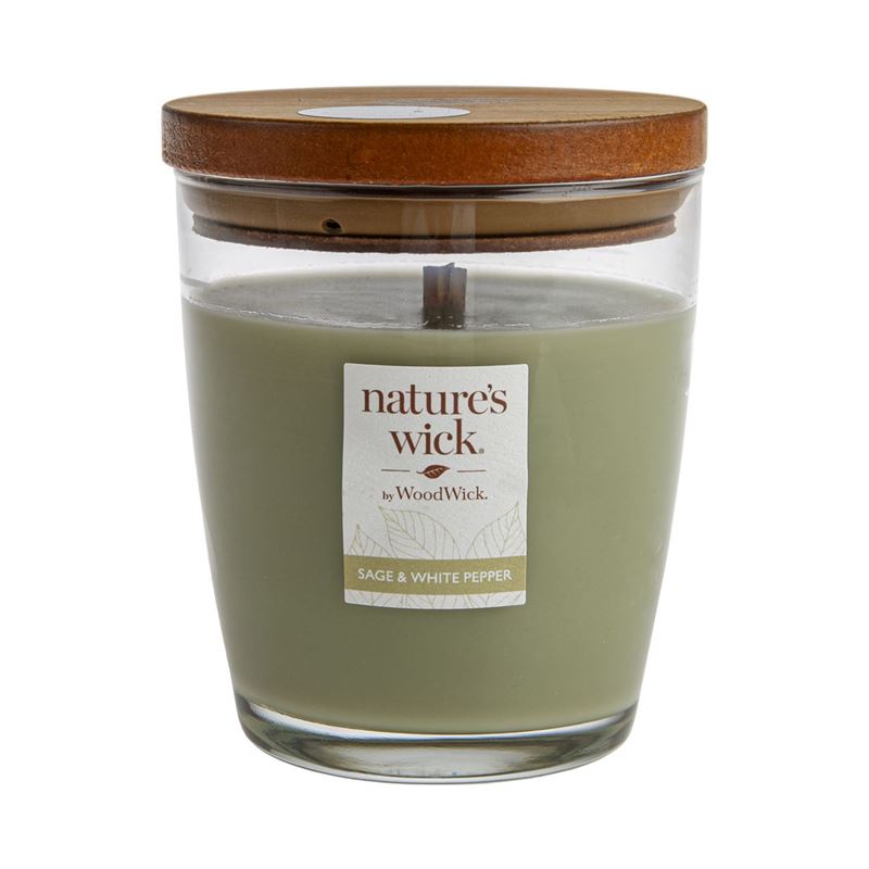Nature’s Wick by Woodwick – Sage & White Pepper Scented Candle in Jar (Made in the U.S.A)