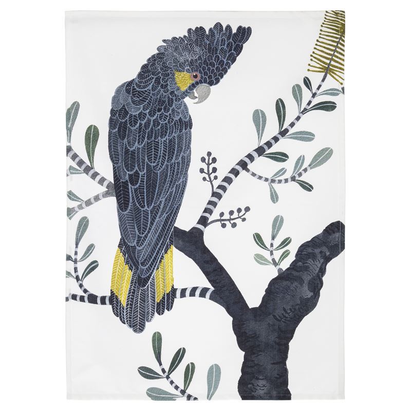 The Australian Collection – Sally Browne Black Cockatoo 100% Cotton Tea Towel 50x70cm