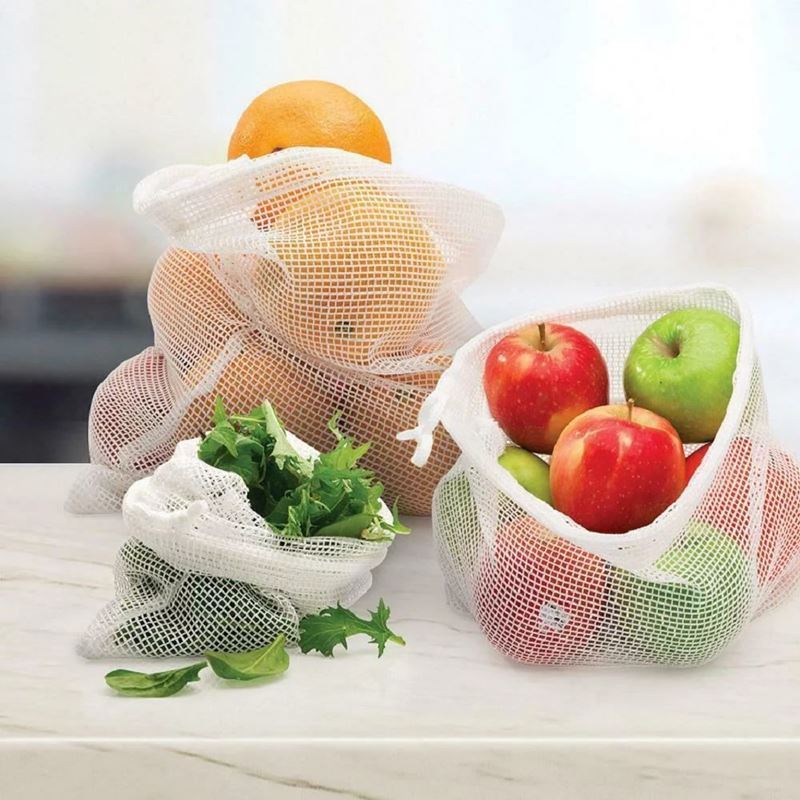 For the Earth by IsGift – Mesh Produce Bags with Pouch Set of 3