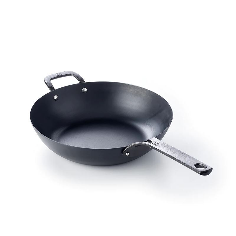BK – Black Steel Open Wok with helper Handle 30cm