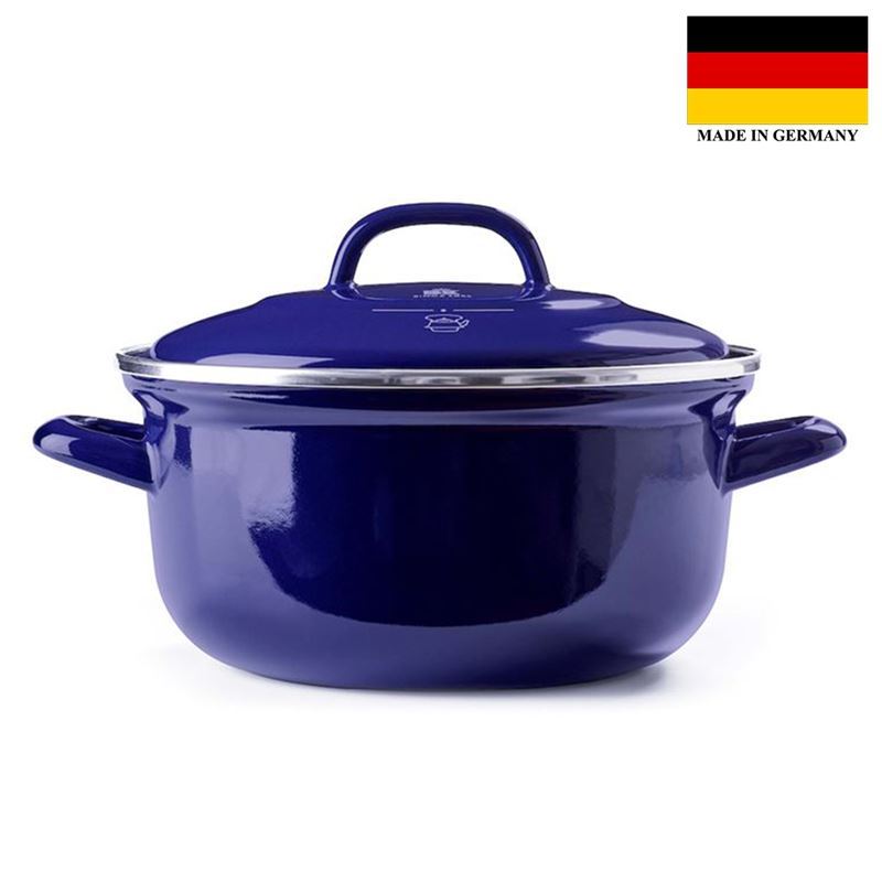 BK – Indigo Enameled Steel with Glazeguard Covered Casserole 26cm Blue 5.2Ltr (Made in Germany)