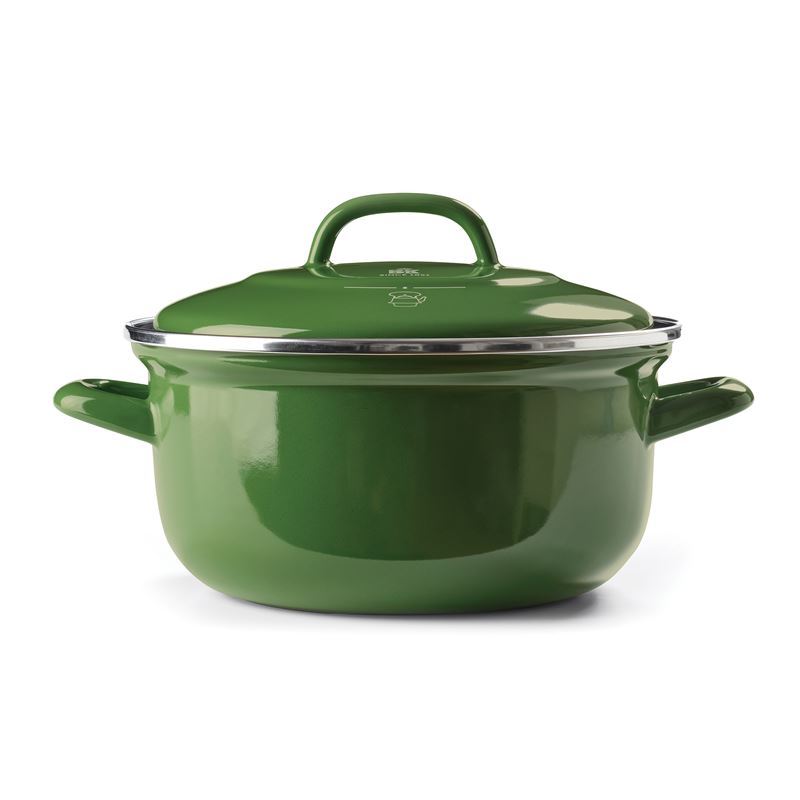 BK – Indigo Enameled Steel with Glazeguard Covered Casserole 26cm Green 5.2Ltr (Made in Germany)