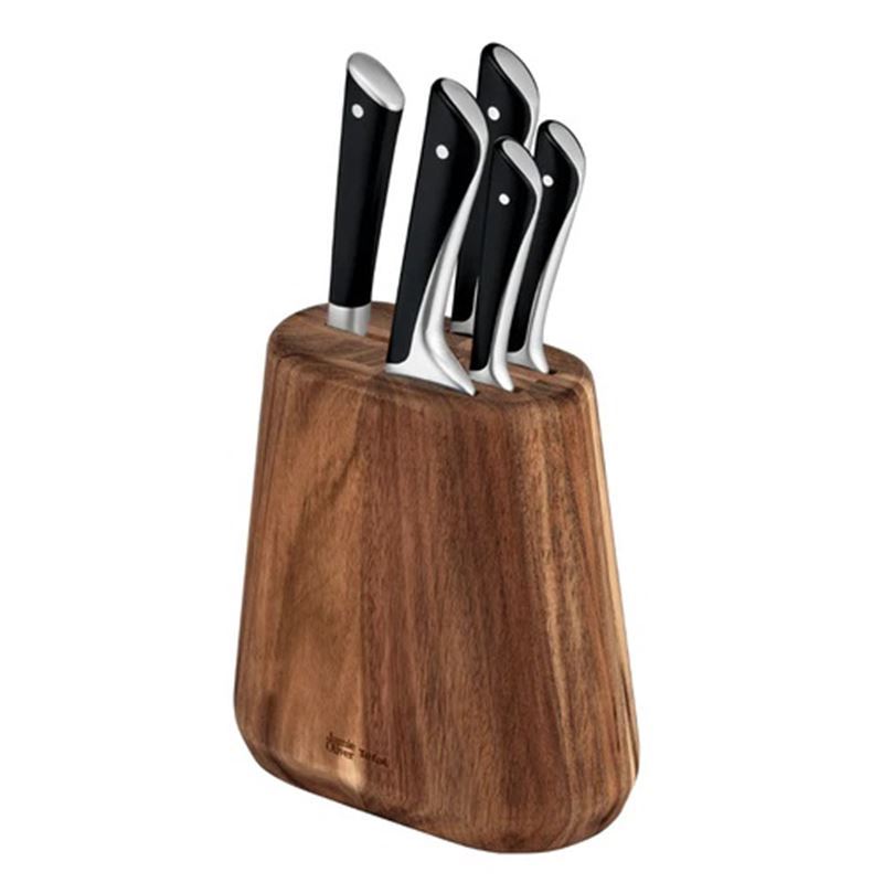 Jamie Oliver by Tefal – Professional 5pc Knife Set with Designer Acacia Wooden Storage Block