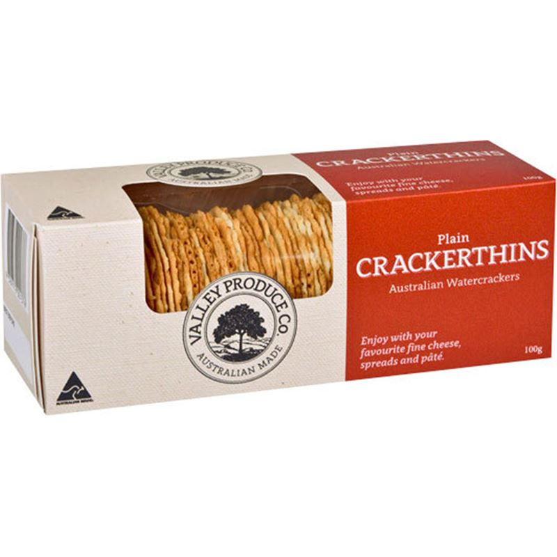 Valley Produce Co. – Crackerthins Plain 100g (Made in Australia)