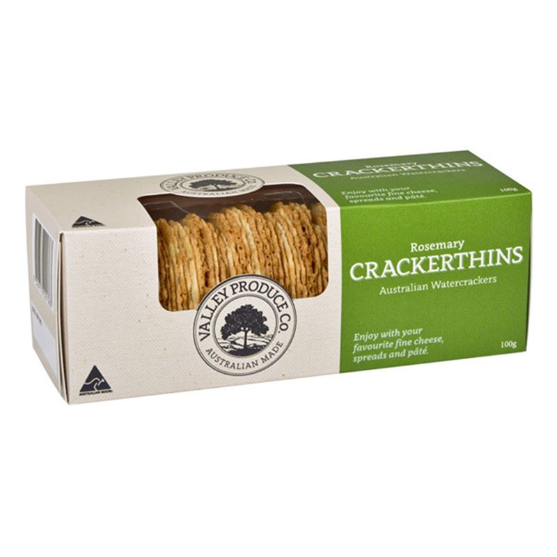 Valley Produce Co. – Crackerthins Rosemary 100g (Made in Australia)