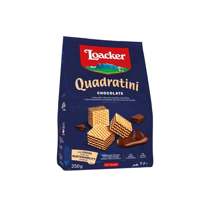 Loacker – Quadratini Wafers Cocoa Chocolate 250g Bag