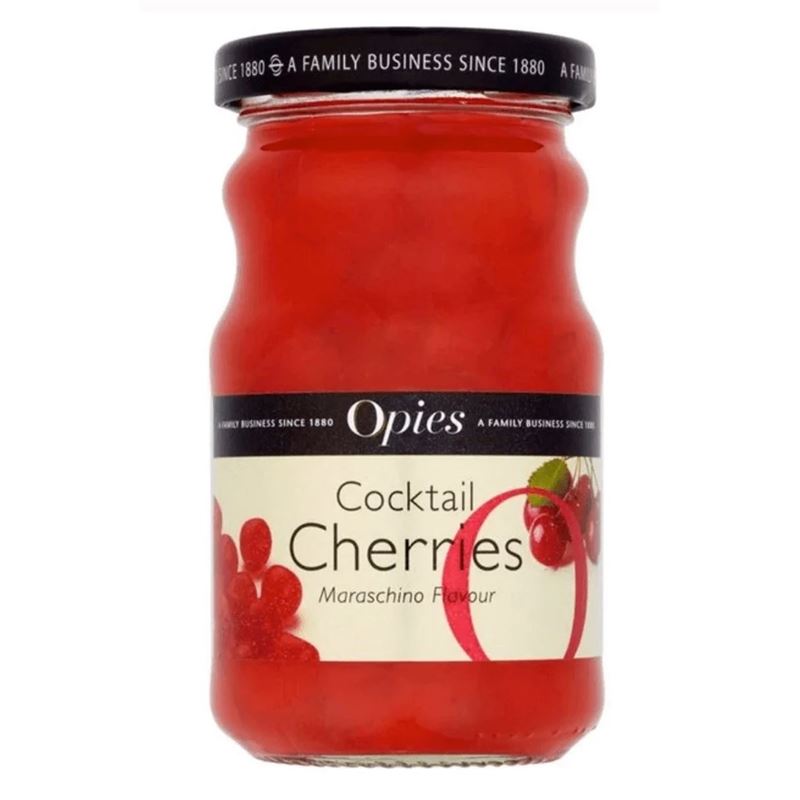Opies – Cocktail Maraschino Cherries with Stem 225g (Made in the U.K)