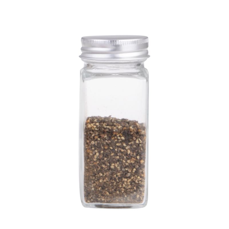 Appetito – Square Glass Spice Jar with Metal Lid and Shaker/Pourer Cap 115ml
