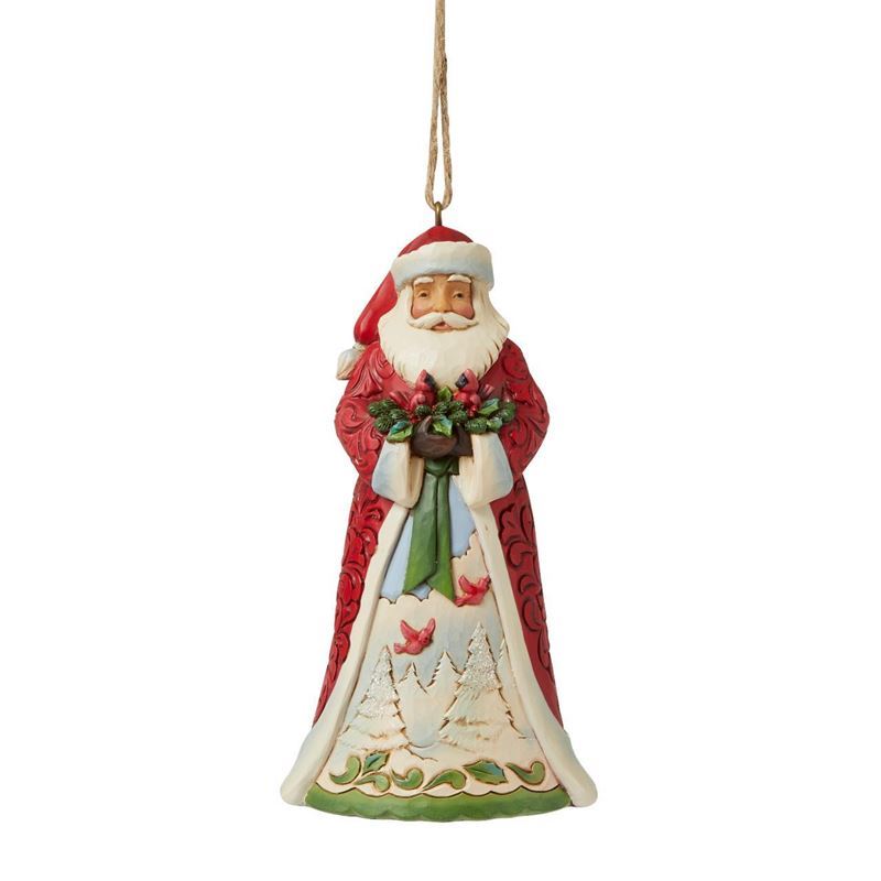 Disney Traditions – Heartwood Creek Santa Holding Cardinals Hanging Ornament 11.5cm