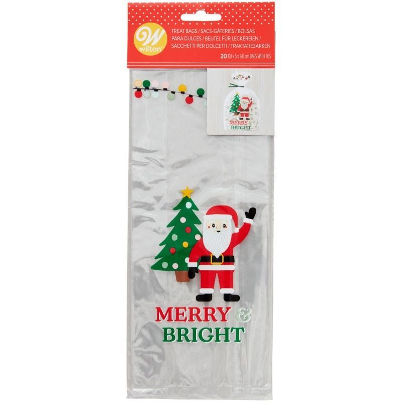 Wilton – Santa Merry & Bright Treat Bag Pack of 20