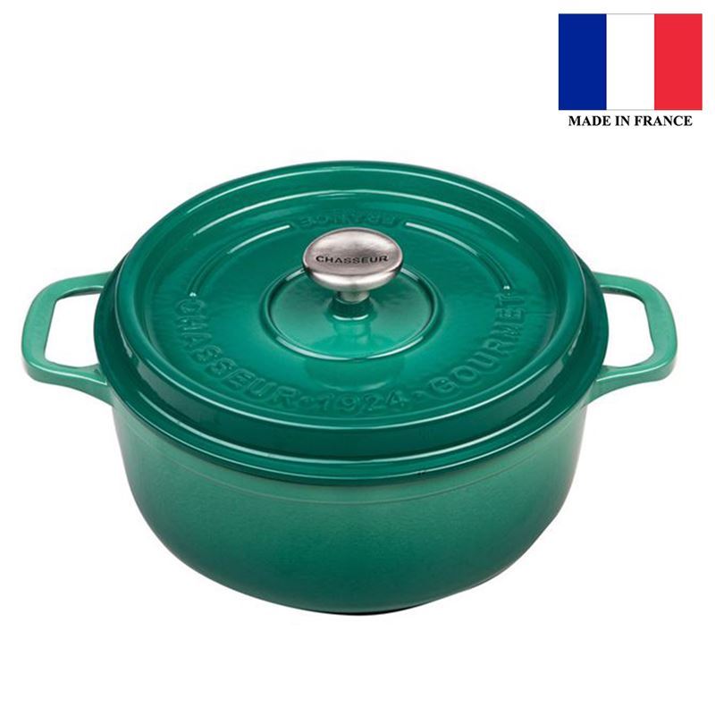 Chasseur – Gourmet Round French Oven 28cm 6.1Ltr Jade (Made in France)