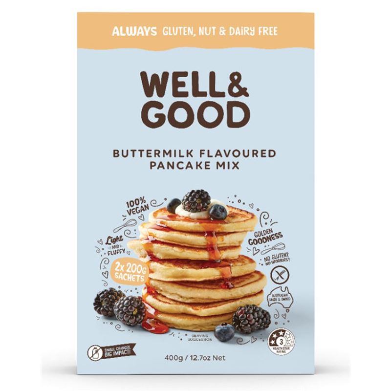 Well & Good – Buttermilk Flavoured Pancake Mix 400g GLUTEN FREE