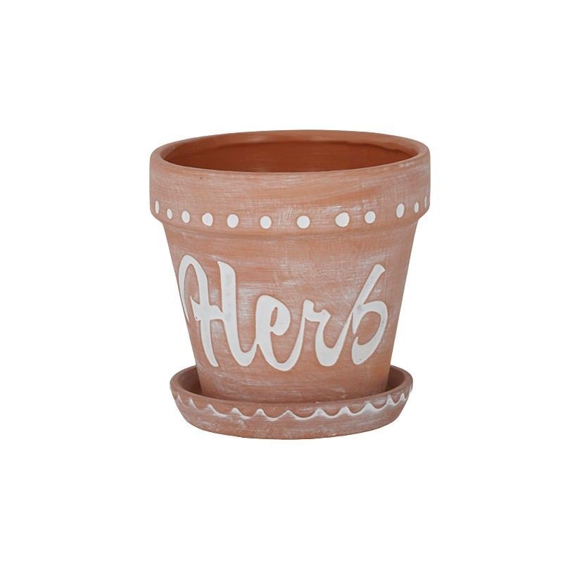 Life Botanic – Herb Ceramic Pot with Saucer 14×12.5cm