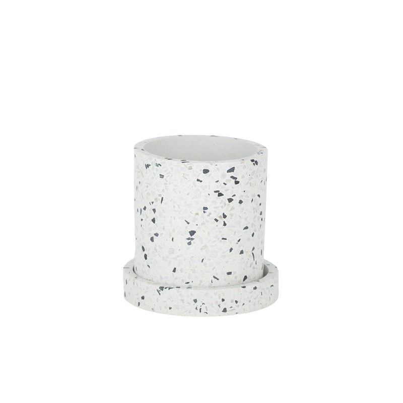Life Botanic – Sia Terrazzo Pot with Saucer 10.5×10.5cm White