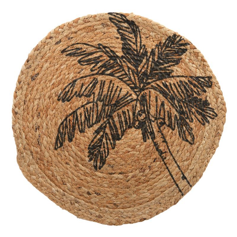 Assemble – Palm Jute Round Placemat 35cm Black/Natural