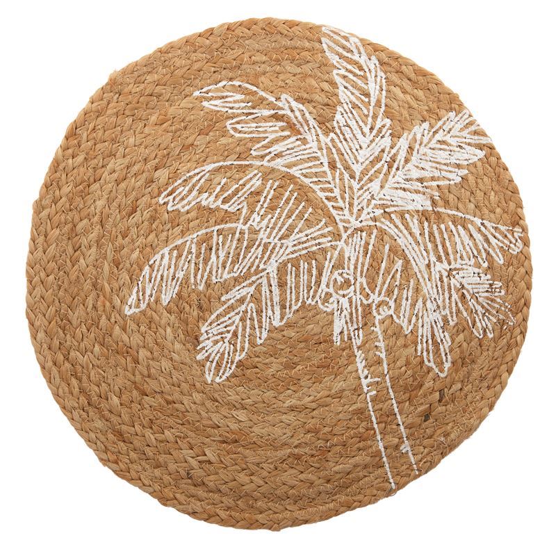 Assemble – Palm Jute Round Placemat 35cm White/Natural