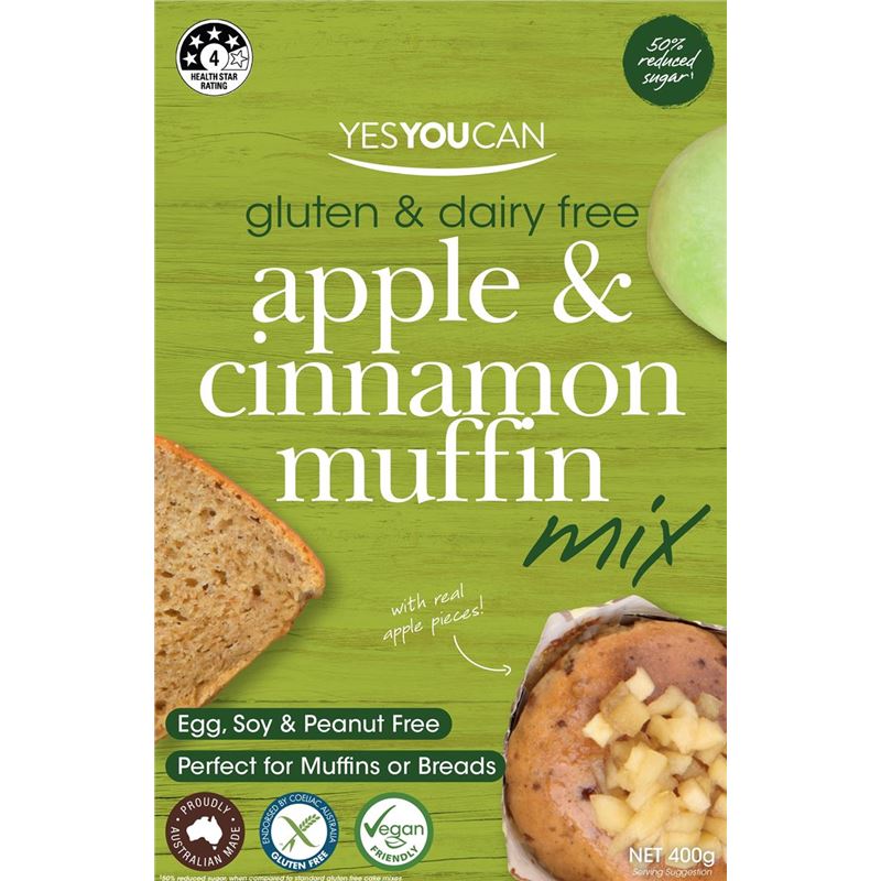 Yes you Can – Premium Apple & Cinnamon Muffin Mix 400g (Made in Australia)