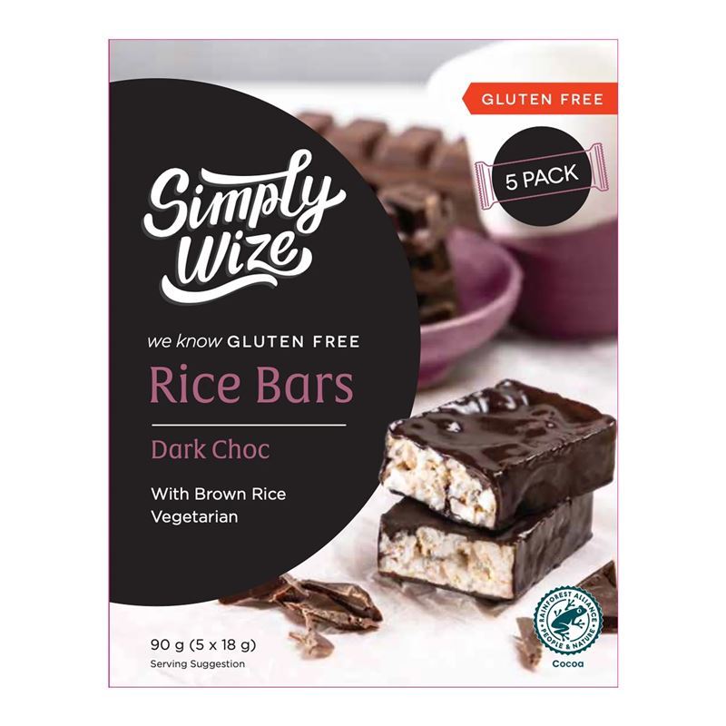 Simply Wize – Gluten Free Rice Bars in Dark Chocolate 5 Bar Pack
