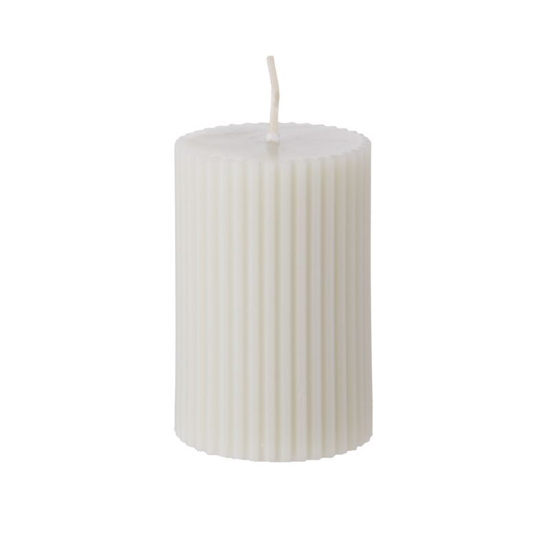 Amalfi – Ribbed Pillar Candle Persimmon 7.5x5cm Antique White