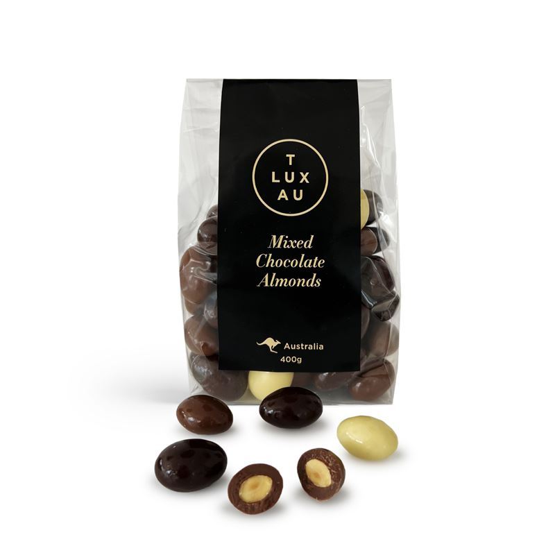 T Lux Au – Mixed Chocolate Almonds 400g (Made in Australia)