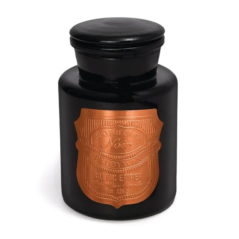 Paddywax – Apothecary Noir 8 oz. Black Glass Baltic Amber