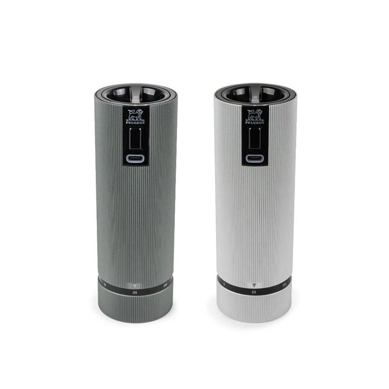 Peugeot – Line Electric Carbon & Aluminium 15cm Salt and Pepper Mill Set (Made in France)