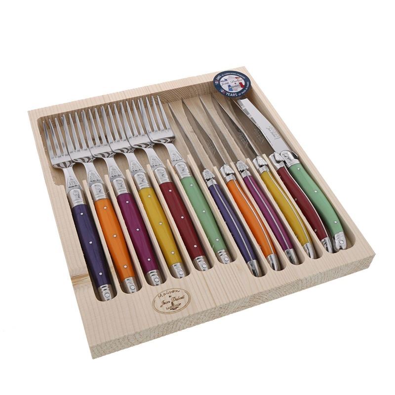 Laguiole by Jean Dubost – Authentic French Made Maison Multi-Couleurs 12pc Cutlery Set (Made in France)