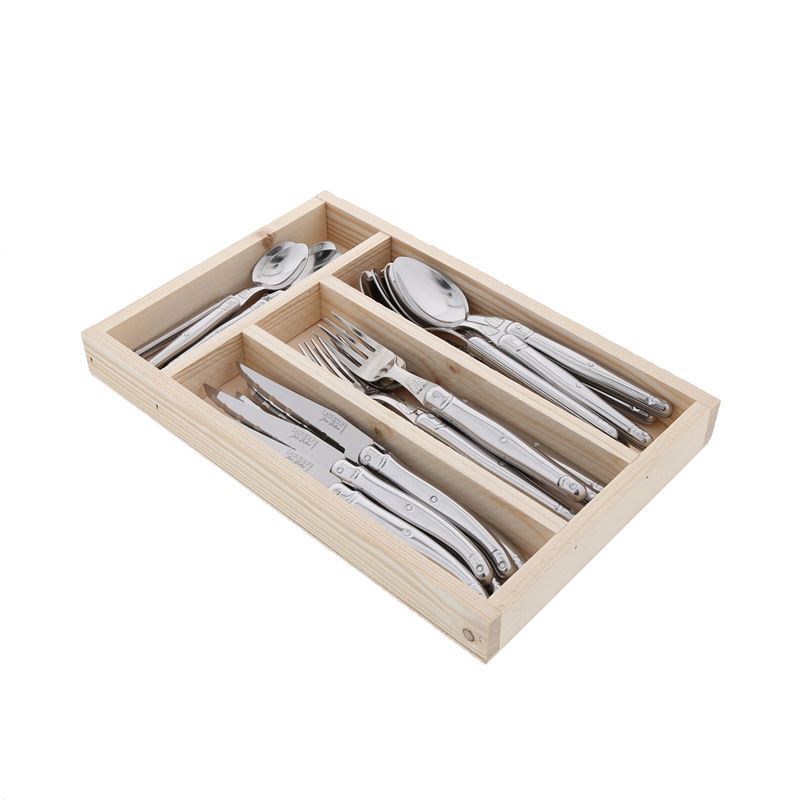 Laguiole by Jean Dubost – Authentic French Made Simplicite Stainless Steel 24pc Cutlery Set (Made in France)