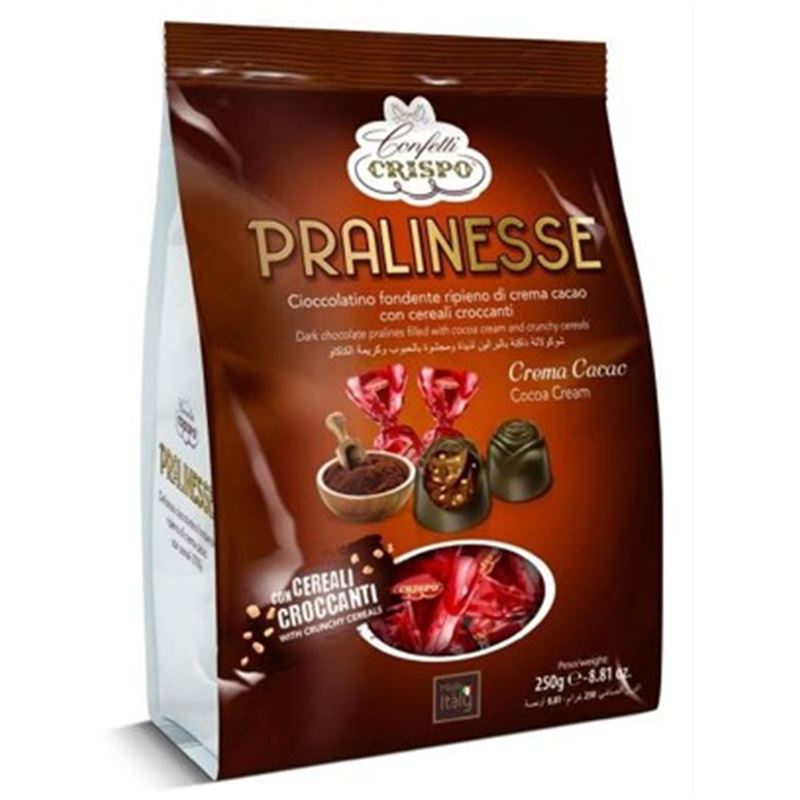 Confetti Crispo – Dark Pralines with Cocoa Cream Twist Wrapped Gift Bag 250g
