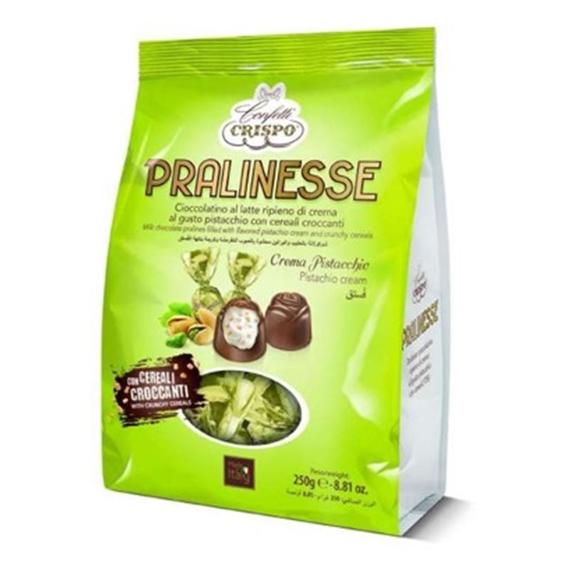 Confetti Crispo – Milk Pralines with Pistachio Cream Twist Wrapped Gift Bag 250g