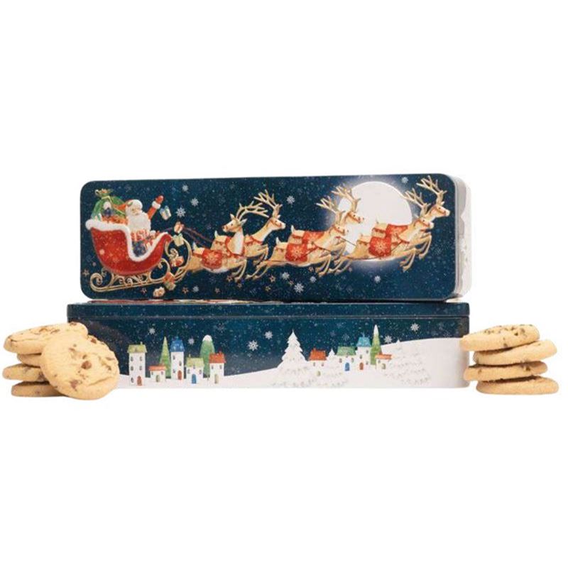 Farmhouse Biscuits – Embossed Flying Santa Tin Choc Chip Biscuits 225g
