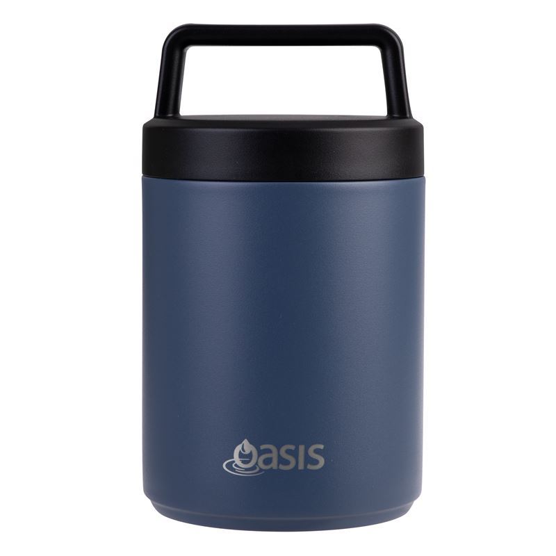 Oasis – Stainless Steel Double Wall Insulated Food Flask with Handle 480ml Indigo