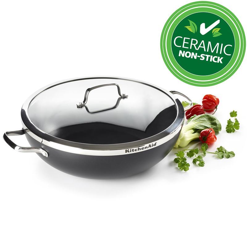 KitchenAid – NEW CERAMIC Premium Non-Stick Covered Wok 36cm 8.3Ltr