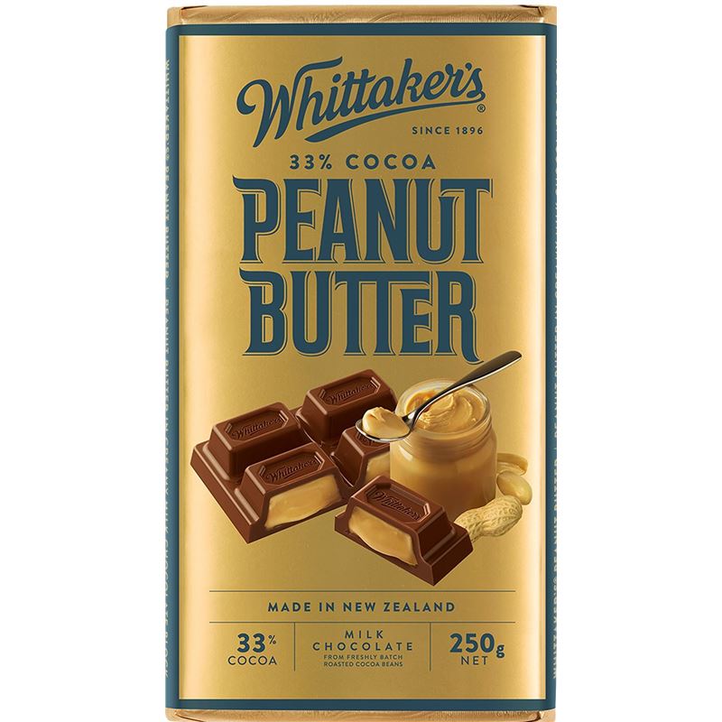 Whittaker’s – 33% Cocoa Peanut Butter Milk Chocolate Block 250g (Made in New Zealand)
