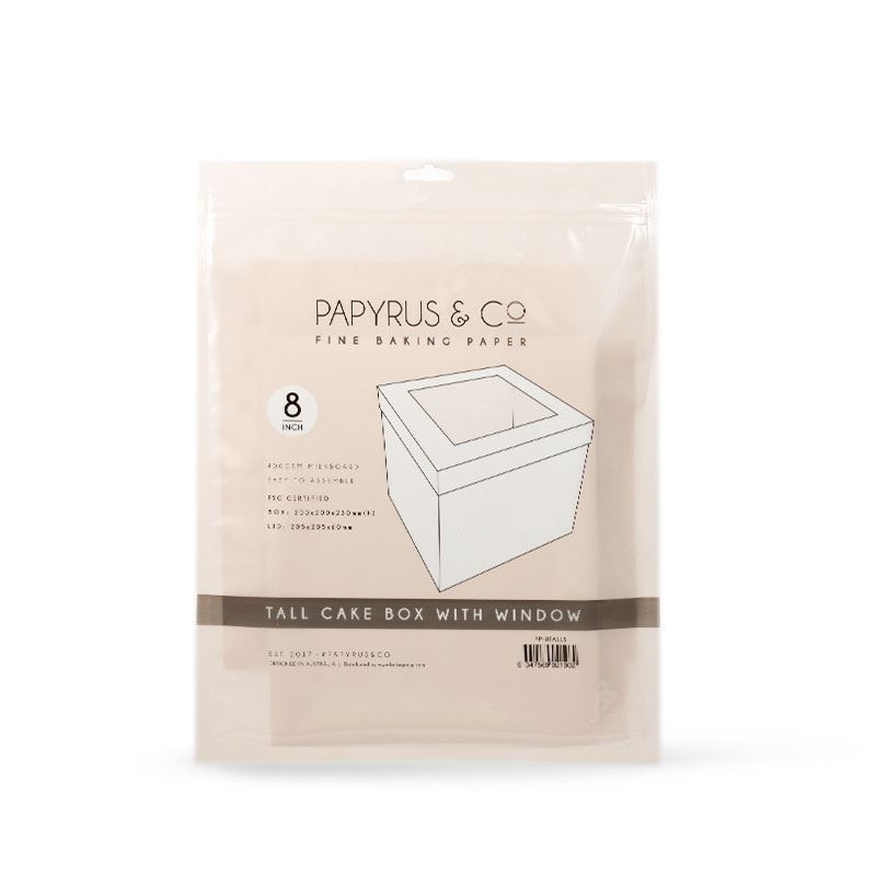 Papyrus & Co. – Tall Cake Box with Window White 20x20x25cm