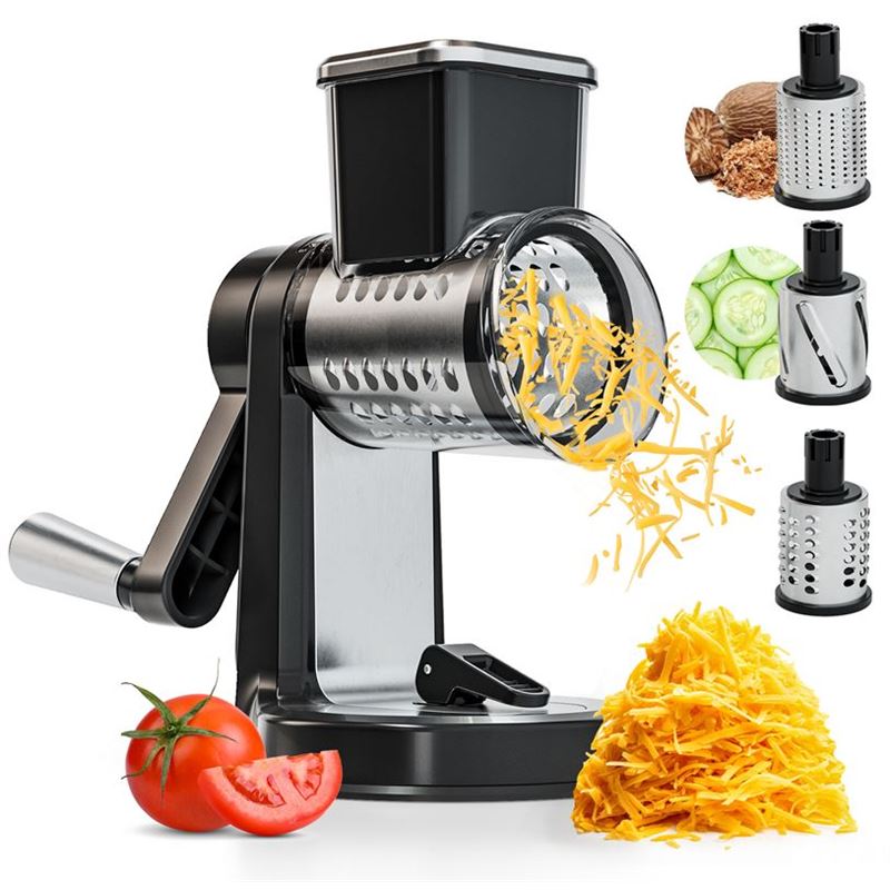 Benzer – Fresh Delux Stainless steel Table Top drum grater with 3 blades & Suction Base