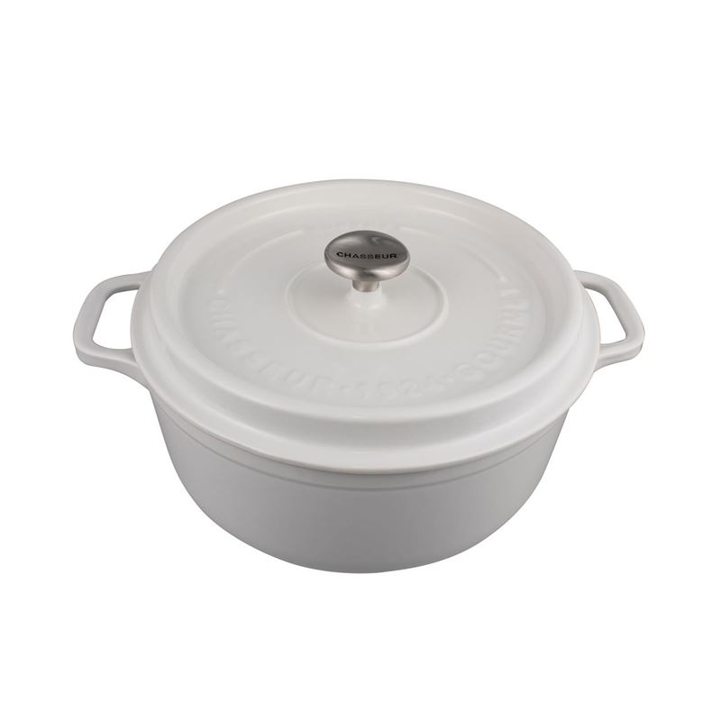 Chasseur – Gourmet Round French Oven 24cm 4Ltr Crisp White (Made in France)