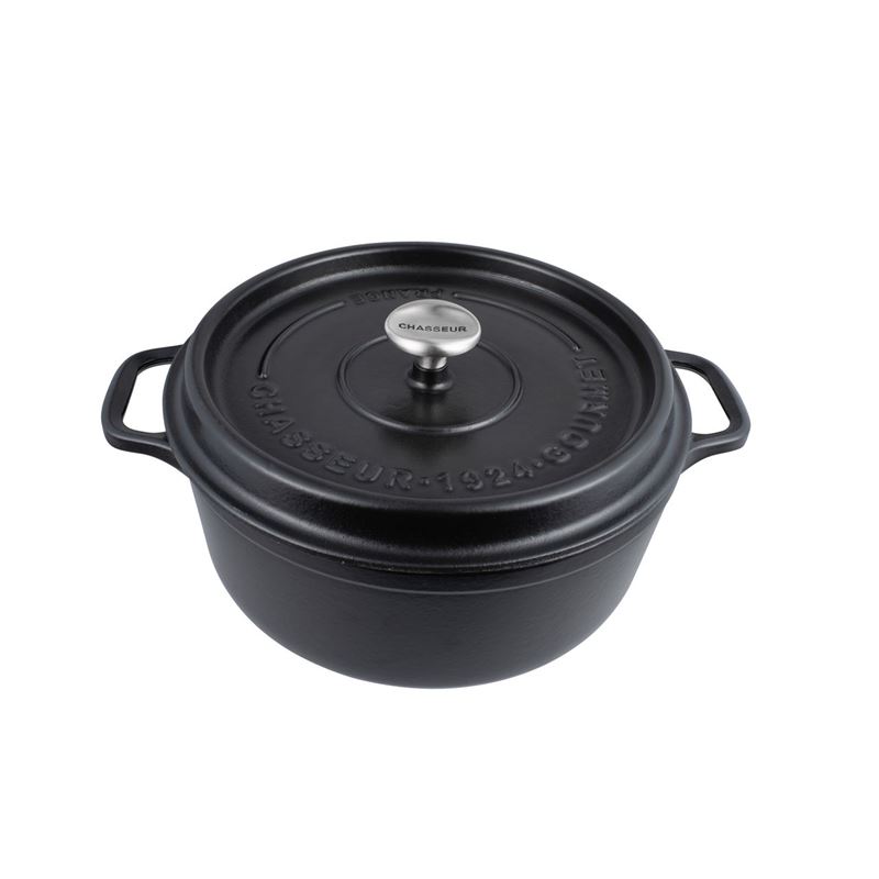 Chasseur – Gourmet Round French Oven 24cm 4Ltr Satin Black (Made in France)