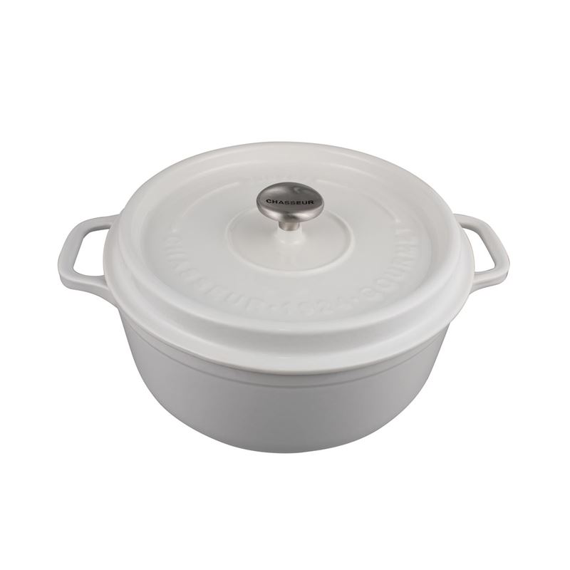 Chasseur – Gourmet Round French Oven 28cm 6.1Ltr Crisp White (Made in France)