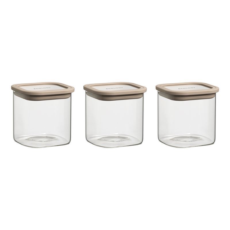 Ecology – Store Square Borosilicate Container with Glass Lid and Silicone Seal Set of 3