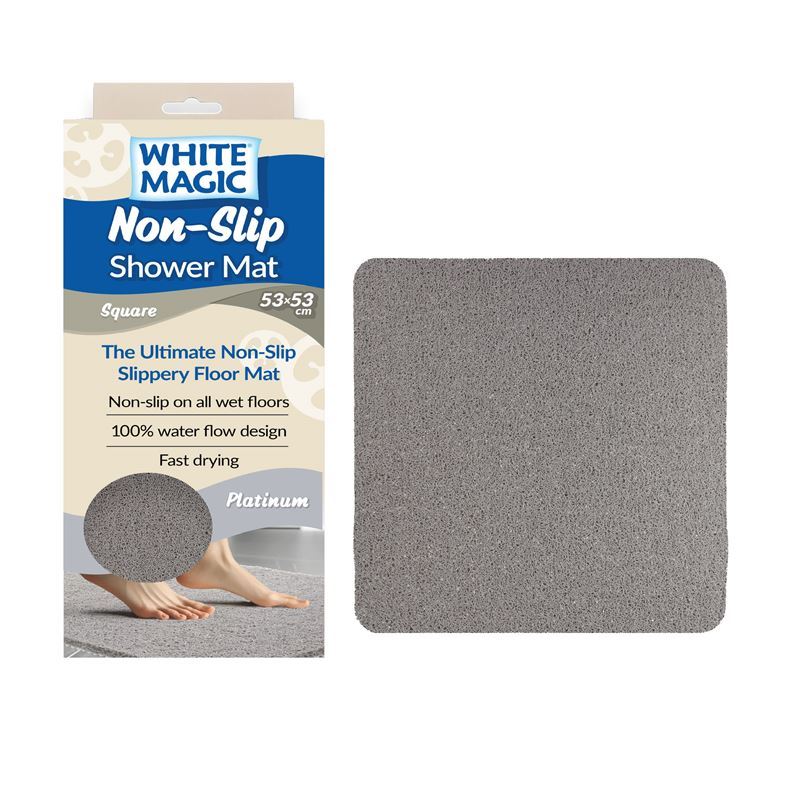 White Magic – Non-Slip Shower Mat 53x53cm Platinum