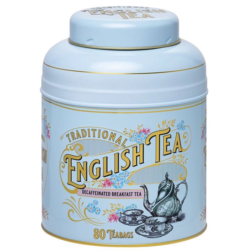 New English Teas – Decaffeinated English Breakfast 80 Tea Bag Vintage Victorian Powder Blue 160g