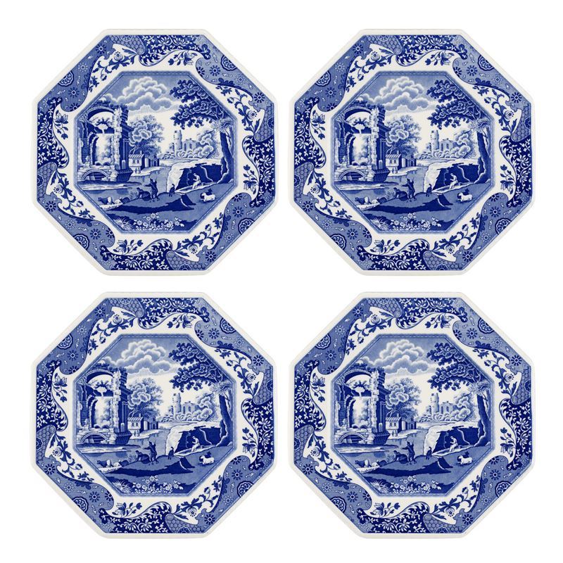 Spode – Blue Italian 250th Anniversary Collection Octagonal Plate 24cm Set of 4