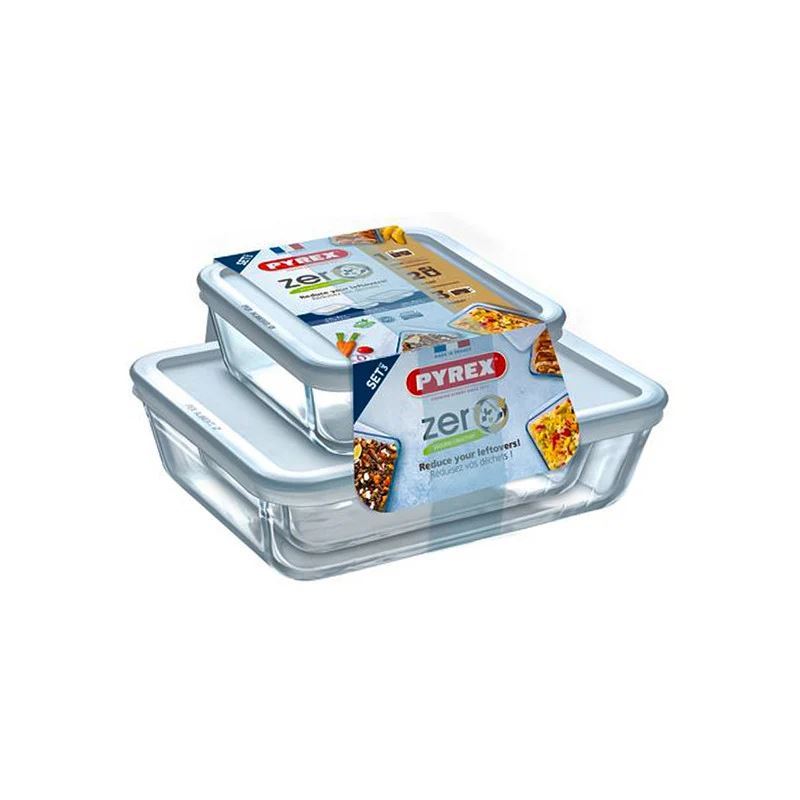 Pyrex – Cook & Freeze 1.5 & 2.6 Ltr Rectangular Storage Container with Lid Set of 2 (Made in France)