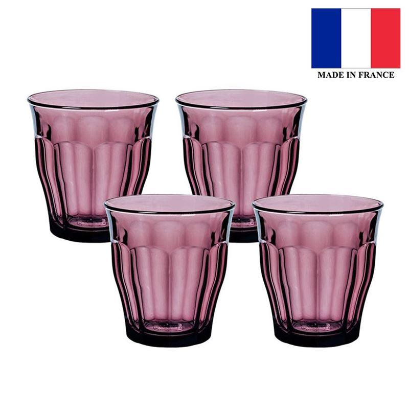 Duralex – Picardie Plum Tempered Glass Tumblers 250ml Set of 4 (Made in France)