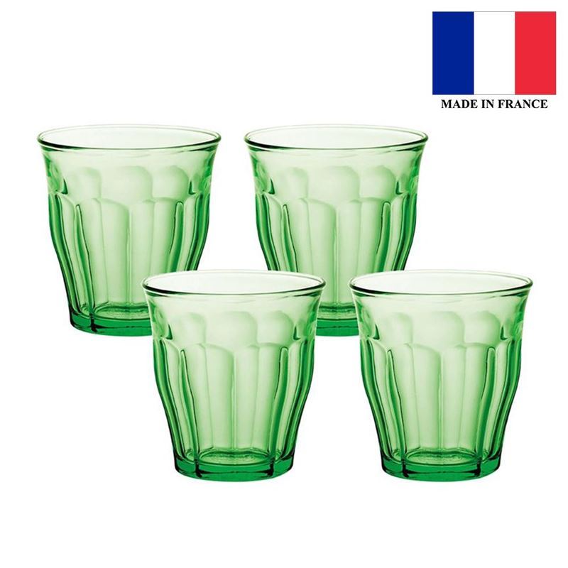 Duralex – Picardie Green Tempered Glass Tumblers 250ml Set of 4 (Made in France)