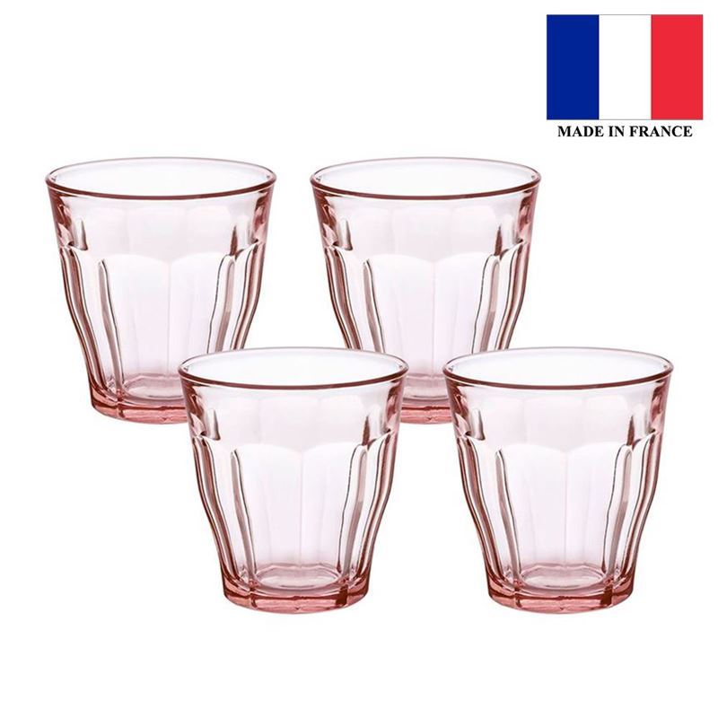 Duralex – Picardie Rose Tempered Glass Tumblers 250ml Set of 4 (Made in France)