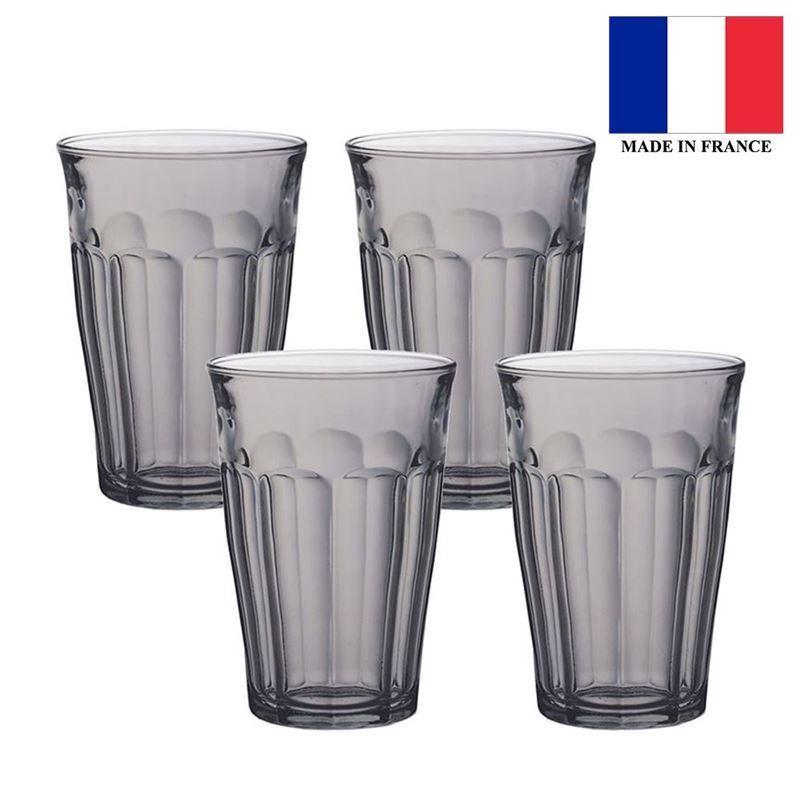 Duralex – Picardie Grey Tempered Glass Tumbler 360ml Set of 4 (Made in France)